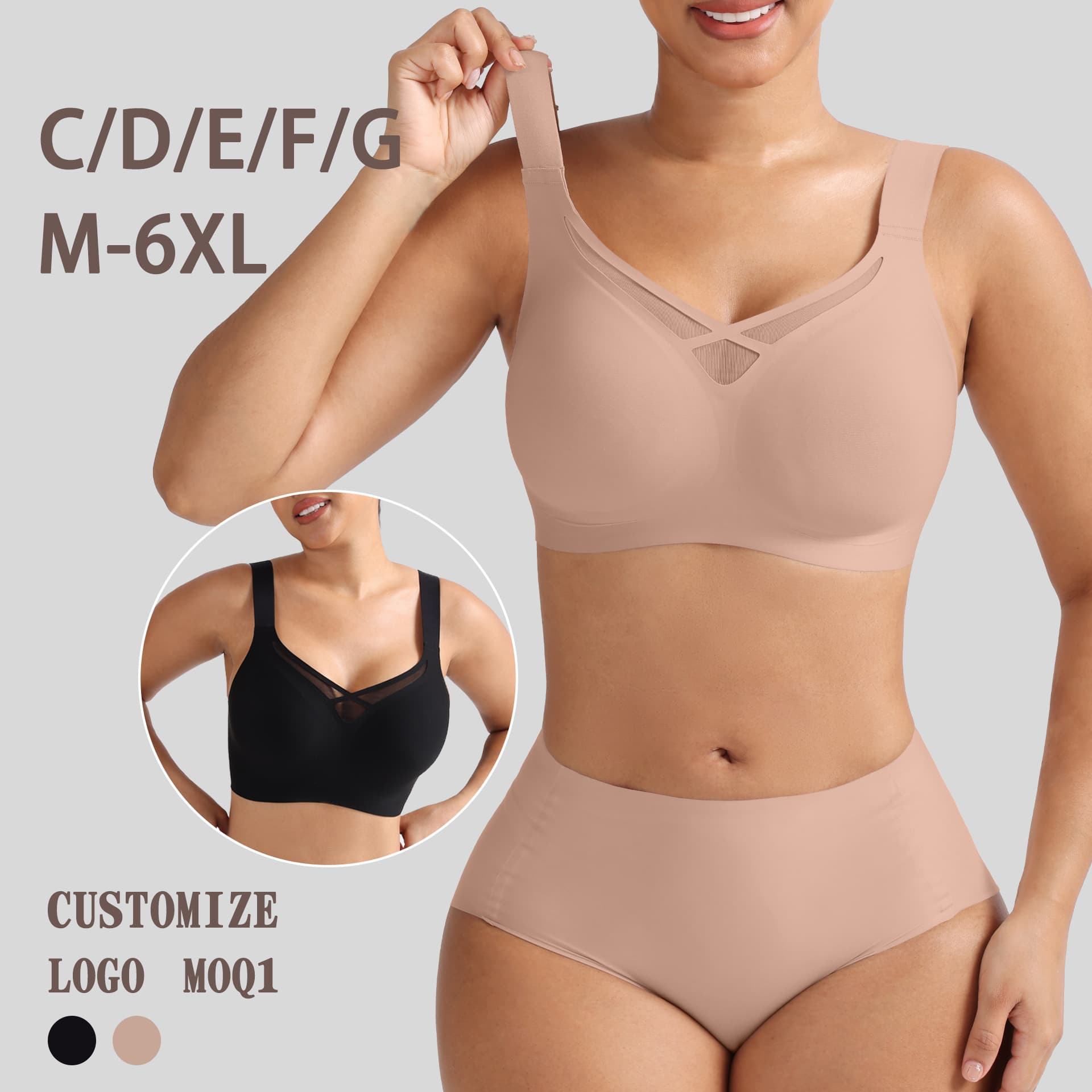 Soutien-gorge sans couture push-up large buste, confort et maintien