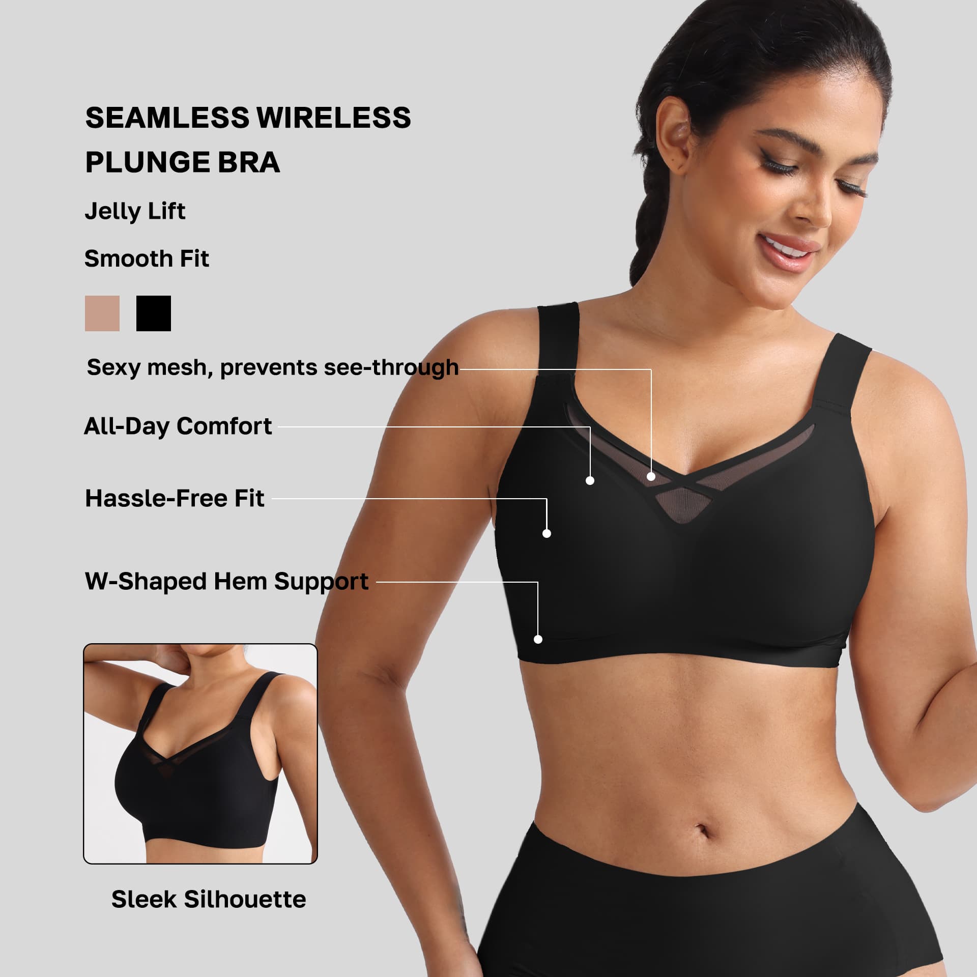 Soutien-gorge sans couture push-up large buste, confort et maintien 2
